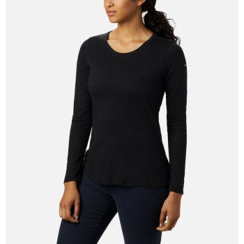 Columbia Ženske Majice S Kapuljačom - Solar Shield Long Sleeve Crne | OCBN-52386